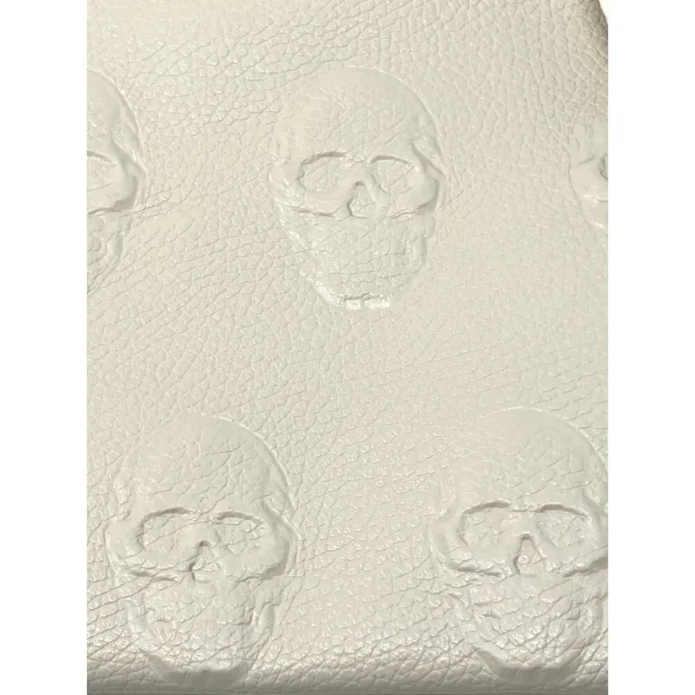 IO PELLE Italia Skull Embossed Leather Crossbody Bag Clutch Lt. Beige 14x10